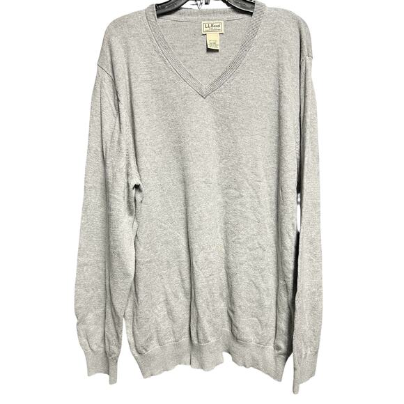 LL BEAN Men’s gray cashmere blend v neck pullover sweater Big & Tall Sz XXL 2X - Picture 1 of 5